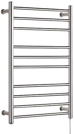 Scaldasalviette/Scaldasalviette elettrico, scaldasalviette elettrico da parete a 10 barre, radiatore scaldasalviette in acciaio inox 304 da 88 W, a risparmio energetico, per bagno (un colore cablato)