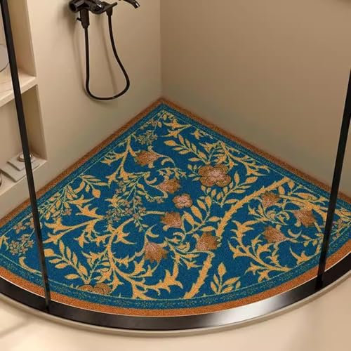 Arc-shaped Shower Mat - Eckduschmatte, rutschfest, schimmelresistent, rutschfeste Badematte for Innenduschen, gebogene PVC-Luffa-Badematte for Eckduschen, schnell trocknende dreieckige Duschmatte for