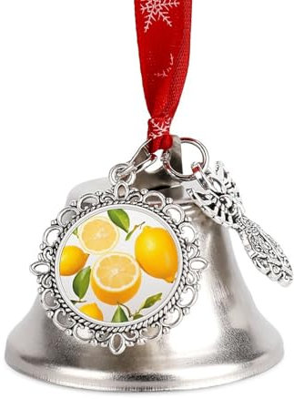 Cloche de Noël en forme d'aile de citron frais - Cloche de Noël en métal - Cloches décoratives pour intérieur et extérieur - Cloche de traîneau à suspendre pour décoration de fête de vacances