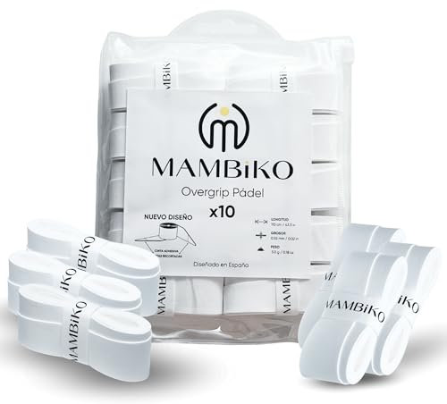 MAMBIKO Grip Padel Fácil y Rápido de Poner, Nuevo DISEÑO - Packs de 3/10/36/60 - Grips Padel - Overgrip Pala de Padel Antideslizante - Empuñadura Pala Padel Resistente al Sudor - Padel Accesorios