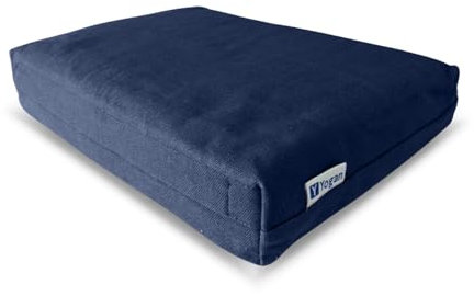 Yogan Kopfkissen/Kopfpolster (5,1 cm) für Yoga/Pilates, Außenbezug aus Bio-Baumwolle (abnehmbar und waschbar), Innenbezug mit recycelter Faserfüllung, 30 x 20 x 5 cm, Marineblau