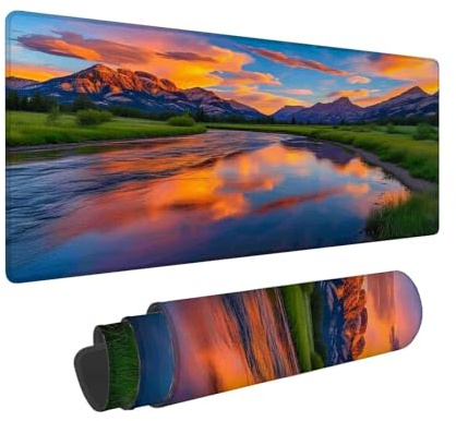 Tapis de Souris Gamer Paysage Tapis de Souris XXL 700 x 300 mm, Tapis de Souris Montagne Tapis Souris Gaming, Améliore la Vitesse et la Précision, Grande Tapis de Souris pour Les Jeux et Bureau F-664