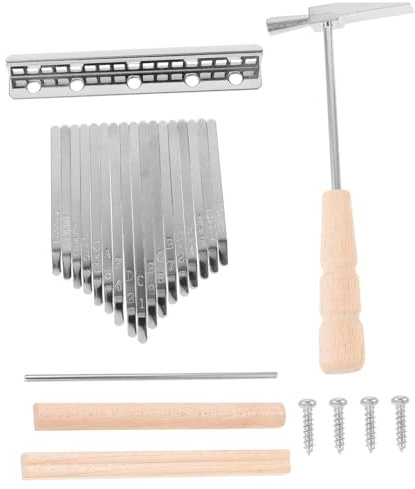 Abaodam Daumenklavier mit Holzbrücke Selbstgemacht 17-töniges Zubehörset Glatt Polierte Kanten und Stahltasten Einfache Montage für Selbstgebautes Kalimba Instrument