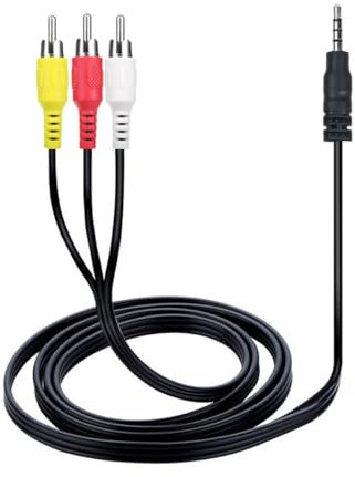 Guy-Tech 5FT Cavo audio/video AV da 3,5 mm AUX Auxilairy a RCA composito giallo bianco rosso cavo per 503AK0400191000001 Western Digital WD TV HD,Live,Live Plus & Mini Player