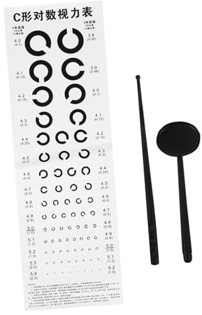 Gatuida Sehtest Wand Sehtafel Typ C aus Pvc Wasserfest mit Teleskopierbarem Zeigestab und Augenokkluder für Genaue Prüfung in Schule und Untersuchung Zufälliger Stil