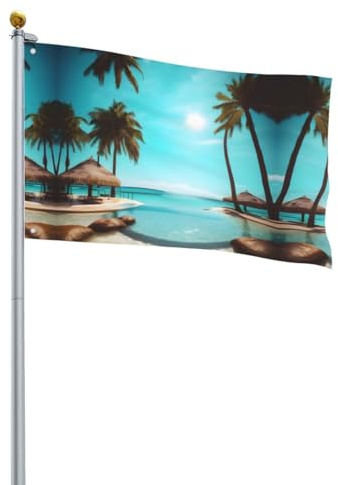 Palmeras y mar claro impresión bandera jardín solo lado banderas patio exterior rústico tierra agrícola decoración césped