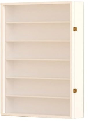 Vitrine mit 8 Etagen für Figuren und Sammlerstücke, Acryltüren, Holzaufbewahrung, Vitrine für Zuhause, Wohnzimmer, Schlafzimmer, Büro, Weiß (50 x 8 x 66,5 cm)