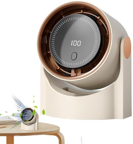 Portable Bladeless Fan, High Speed Table Top Fan with Digital Display, Quiet USB Charging Desk Cooler, Small Cooling Accessories for Home & Office, 13x8.5x16cm, Purple, White