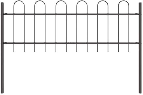 vidaXL Grey Garden Fence Panels - Set of 5 Metal Outdoor Barrier - 170cm x 85cm