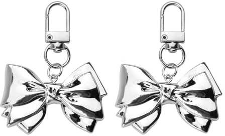QYHON Eleganter Schlüsselanhänger Schleife Silber – Accessoire für Damen | Taschenanhänger, Für Tasche, Handy & Auto, Elegant, Stilvoll Trendiger Keychain