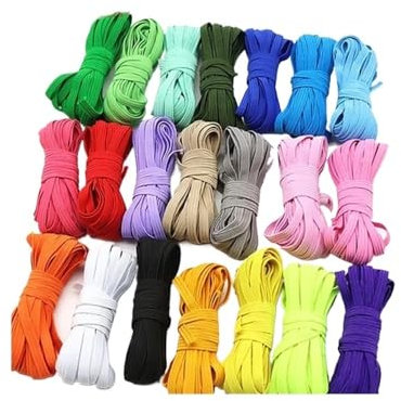 Banda elástica de 5 m, 10 m, 20 m, 40 m, 90 m, 6 mm, color de costura, banda elástica de goma para ropa y accesorios de costura (aleatoria 5 metros, 40 metros)