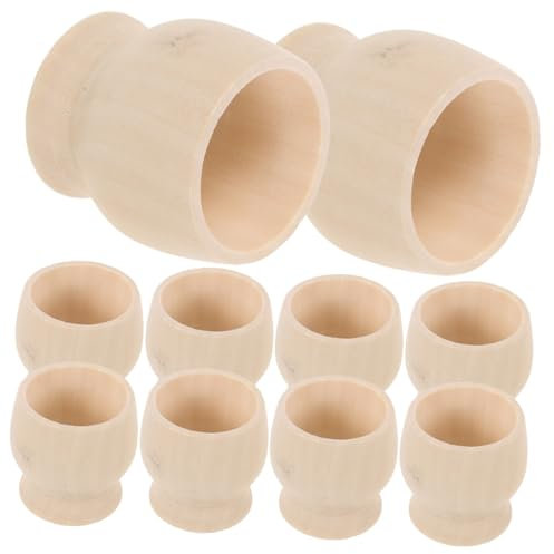 SUPVOX 10pièces Coquetier à Peindre Soi-même Bois Brut Support à Œufs Pour Loisirs Créatifs Plateau Bois Pour Garçon Fille Âge Préscolaire Outil De Peinture Pour Œufs Vierge