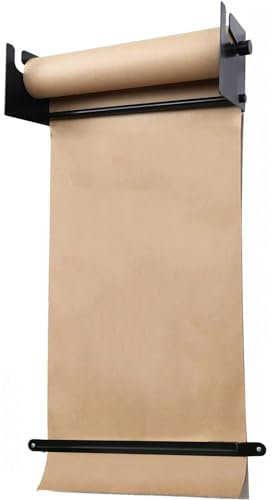 Brauner Papierrollenspender mit Holzbrett – Kraftpapierrolle für Café-Menüs, tägliche Angebote, Erinnerungen planen und Nachrichten hinterlassen