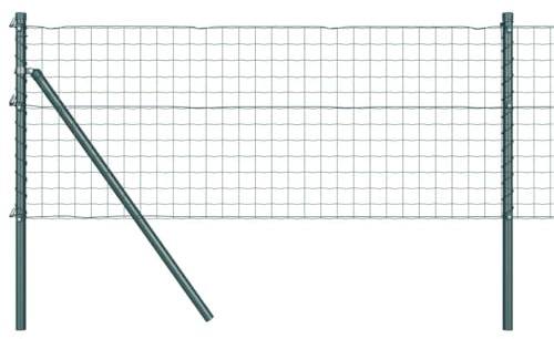 vidaXL Valla Euro con 7 Postes de 0.4 x 10 m en Acero galvanizado Verde. Ideal para Dar privacidad en Exteriores, Resistente a los Rayos UV y Duradera marcar límites en tu jardín o com