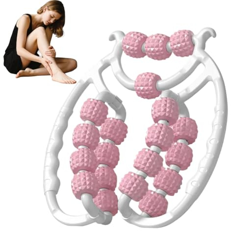 Bein Massagegerät - Beinklemme Massage Cellulite Roller mit 20 Rädern, Verbessertes Massageroller Beine, Dünnes Beinfett, Fördert die Durchblutung, Massageroller, lymphdrainage Beine, Armmassage, Rosa