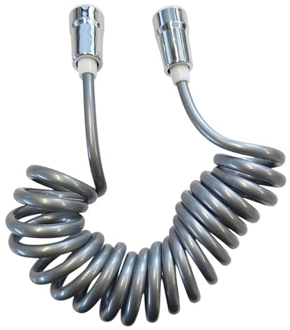 Sanixa GO1426 - Tuyau de douche en spirale - 300 cm - Gris - Flexible - Raccord 1/2 - Plastique et nylon - Extensible - Accessoire de douche pour douchette à main, douche, salle de bain, camping