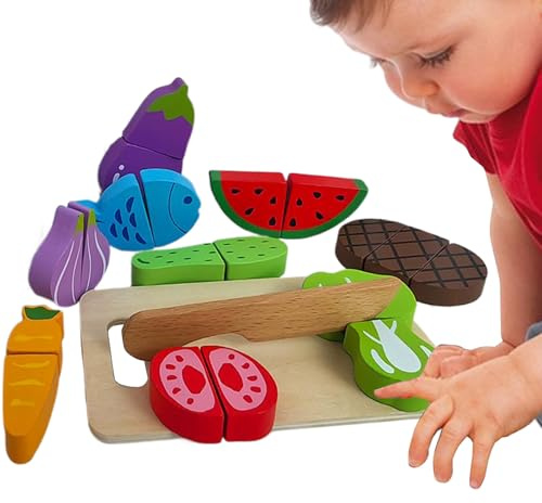 Jouets éducatifs en bois à découper en forme de fruits | Développement des compétences motrices et jeu imaginatif pour de 3 ans en