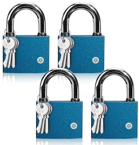 4 Pcs Outdoor Padlock Weatherproof, Iron Cylinder Pad Lock with 3 Keys Heavy Duty Padlocks with Keys Outdoor Security Shed Padlock for Wooden Doors Garage Garden Locker (38mm)