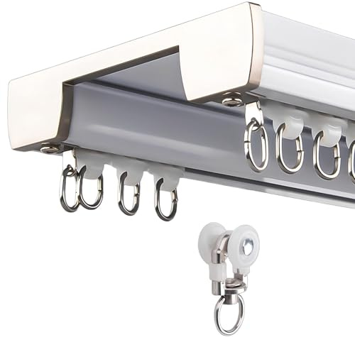 Robusto binario per tenda a 2 corsie 100600 cm, asta in alluminio per divisori, soggiorno, camera da letto, ufficio, bianco, 240 cm (2 x 120 cm)