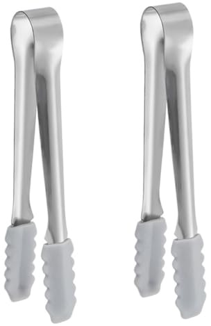 VALICLUD 2 pièces Pince à Glace Inoxydable avec Manche Silicone Antidérapant Pinces Multifonctions pour Sucre Bonbons et Aliments Outil de Service Pratique et Sécurisé