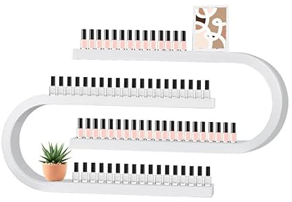 ZBJDX Espositore per Smalto Bianco A Forma di U, Espositore per Smalto da Parete, Espositore per Cosmetici in Metallo, Mensola da Parete per Profumi
