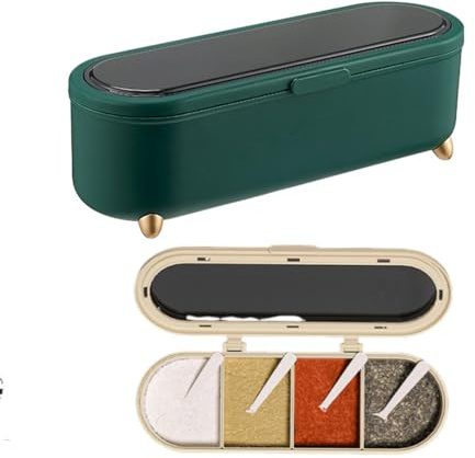 Dxcaicc Gewürz-Organizer-Box, Gewürzregal Aus Kunststoff Gewürzbehälter Mit Deckeln Und Löffeln Für Salz Zucker Menage Küche Kochen Organizer,Grün