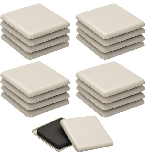 16 feltrini Autoadesivi per Mobili, Scivoli per Mobili,50 mm, resistenti, riutilizzabili, resistenti, per divani, letti, sedie, tavoli (beige/quadrati)