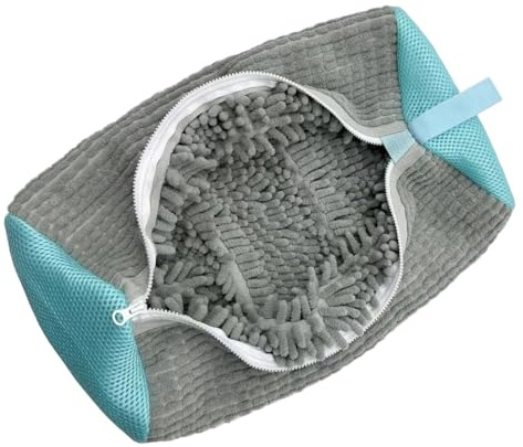 Sacchetto per bucato riutilizzabile in microfibra con cerniera invisibile a 360° per la pulizia, adatto per il lavaggio in lavatrice di scarpe da ginnastica e scarpe a rete