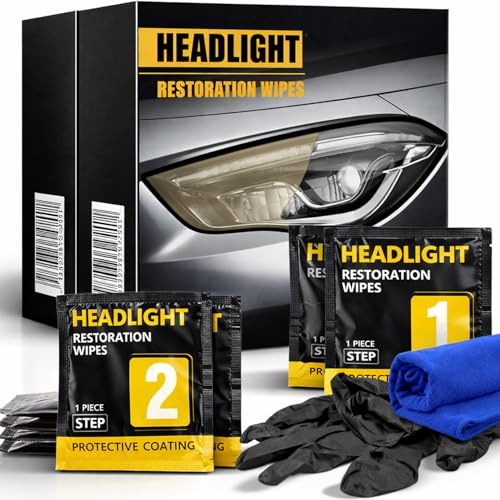 TIEDXIOY Headlight Restoration Kit, 2-Step Headlight Cleaner & Protective Coating Wipes, Removes Oxidation & Restores Clarity, Long-Lasting UV Protection, Headlight Polish No Tool Required