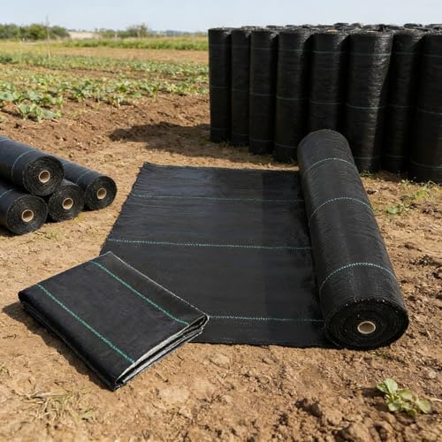 RCYONGQ Telo Pacciamatura Resistente agli Strappi, Permeabile all'Acqua Telo Pacciamatura Barriere Contro Le Erbe Infestanti per Patio, Aiuole, Erba Artificiale, Prato, Vialetto(1x5m)