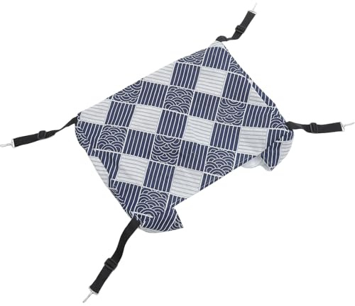 Cabilock Hamaca Colgante para Gatos Doble Capa Ajustable Tejido Transpirable, Diseño para Mascotas Pequeñas, Adecuado Cama Columpio para Gatos y Conejos (patrón Azul Cuadro)