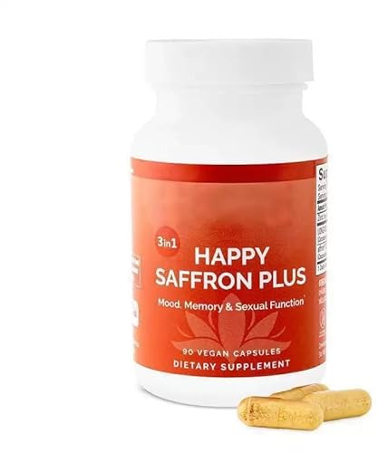 ZQHZSMKD Happy Saffron Plus - Estratto ad alta intensità per umore, concentrazione, stress e supporto al sonno - Vegano, senza glutine