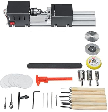 200W Mini Tornio for legno Lucidatrice Lavorazione del fai-da-te Buddha Perla Rettifica Lucidatura Perlina Trapano for Utensile rotante ,Alte prestazioni(Type 1)