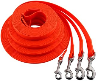 LENNIE Wasserfeste Schleppleine für kleine u. große Hunde, Made in Germany, Easycare, 5m 8m 10m 15m Hundeleine mit Handschlaufe, leicht, robust [Neon-Orange, 16mm (bis 35kg), 10m]