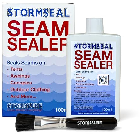 Stormseal Nahtdichter (100ml) - Wasserfeste Zeltnahtsiegelung und Lochreparatur auf Textilien mit praktischer Pinselapplikation