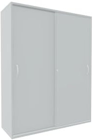 Geramöbel Schiebetürenschrank mit Mittelseite, 6 Dekor-Einlegeböden, abschließbar, 1200x425x1536, Lichtgrau/Lichtgrau