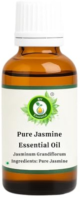 R V Essential Aceite esencial de jazmín puro 10ml (0.338oz)- Jasminum Grandiflorum (100% puro y vapor natural destilado) Pure Jasmine Essential Oil