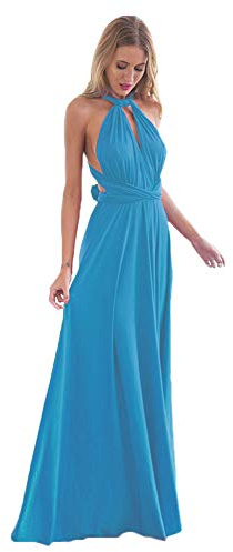 IMEKIS Vestido de noche elegante para mujer, multidireccional, convertible, con vendaje, sin mangas, cuello en V, hombros descubiertos, dama de honor, boda, cóctel, fiesta formal, vestido largo maxi