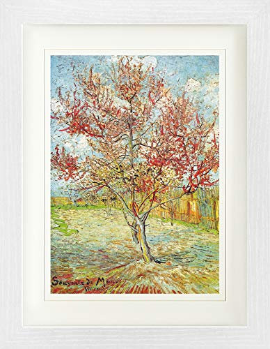 1art1 Vincent Van Gogh Poster Blühender Pfirsichbaum, Erinnerung An Mauve, 1888 Gerahmtes Bild Mit Edlem Passepartout | Wand-Bilder | Im Bilderrahmen 40x30 cm