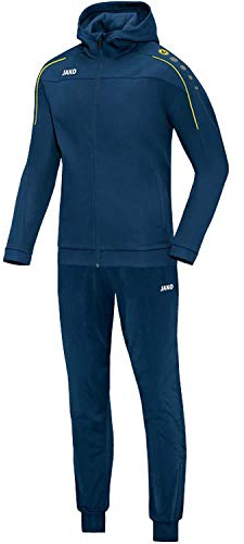 JAKO Kinder Trainingsanzug Polyester Classico mit Kapuze, nightblue/citro, 164, M9450