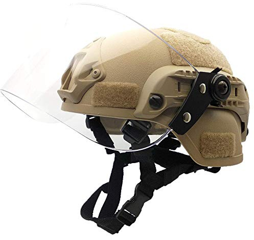 WLXW Casco Tattico Airsoft Paintball, Casco Militare da Combattimento dell'Esercito MICH2000, con Occhiali Parasole per CS Cacciavite da Caccia di Guerra Equipaggiamento Protettivo,Tan