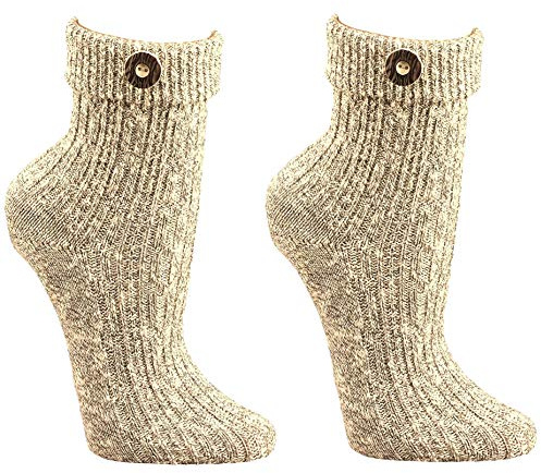 krautwear Herren Damen Trachtenstrümpfe Trachten Umschlag-Söckchen mit Wolle