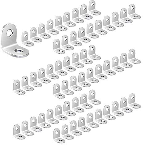 LIKERAINY Hörnbygel Fogar 20x20x16mm Rätvinkliga Fästen Fästelement Rostfria Stålplattor L-formade Kontakter för Möbler och Hyllstöd 60 Pcs