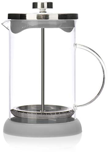 com-four® Kaffeebereiter mit French-Press System, Kaffee-Presse dient auch | Kaffee-Aufbrüher mit Glaszylinder