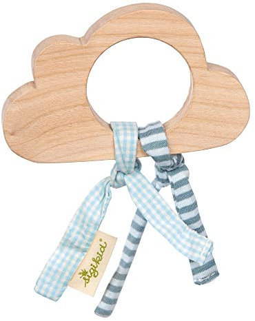 Sigikid 39089 Holzgreifling Wolke Green Mädchen und Jungen Babyspielzeug empfohlen ab 3 Monaten Natur/blau