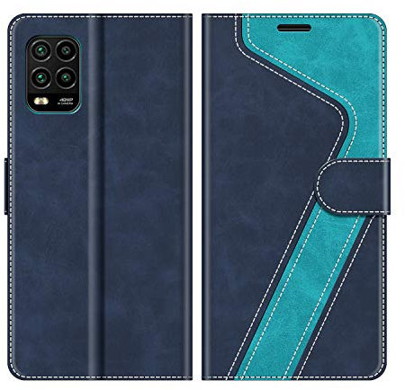 MOBESV Hülle für Xiaomi Mi 10 Lite Handyhülle, Lederhülle mit Kartenfach, Klapphülle mit Ständer, Flip Case Handytasche Schutzhülle, Modisch Blau