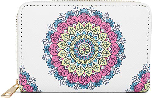 styleBREAKER Mini Monedero Mujer Diseño Mandala Étnico,Blanco-Azul-Rosa-ama