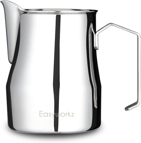 Easyworkz Milchaufschäumkrug aus Edelstahl 450ml Espresso Dampfkrug Milchkännchen Kaffee Schaumkrug Milchkrug Tasse Cappuccino Latte Art Tasse