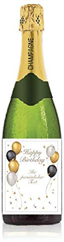 Nysashop Personalisiertes Etikett für Sektflasche zum Geburtstag, Geschenk, Champagner, Sekt, Flaschenetikett, Aufkleber, selbstklebend, Sticker