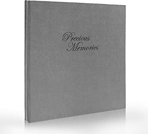 Photo Albums A4 Photos Scrapbook with Velvet Cover Self Adhesive Memory Book As Delicate Presents 13×12.6 Large Album 40 Self-Stick Black Pages Hold 200 6x4 Photos Gray